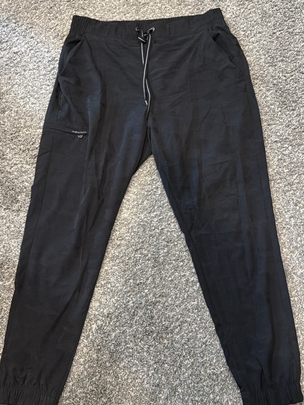 Women’s Healing Hands Scrub Pants Black Drawstring Jogger